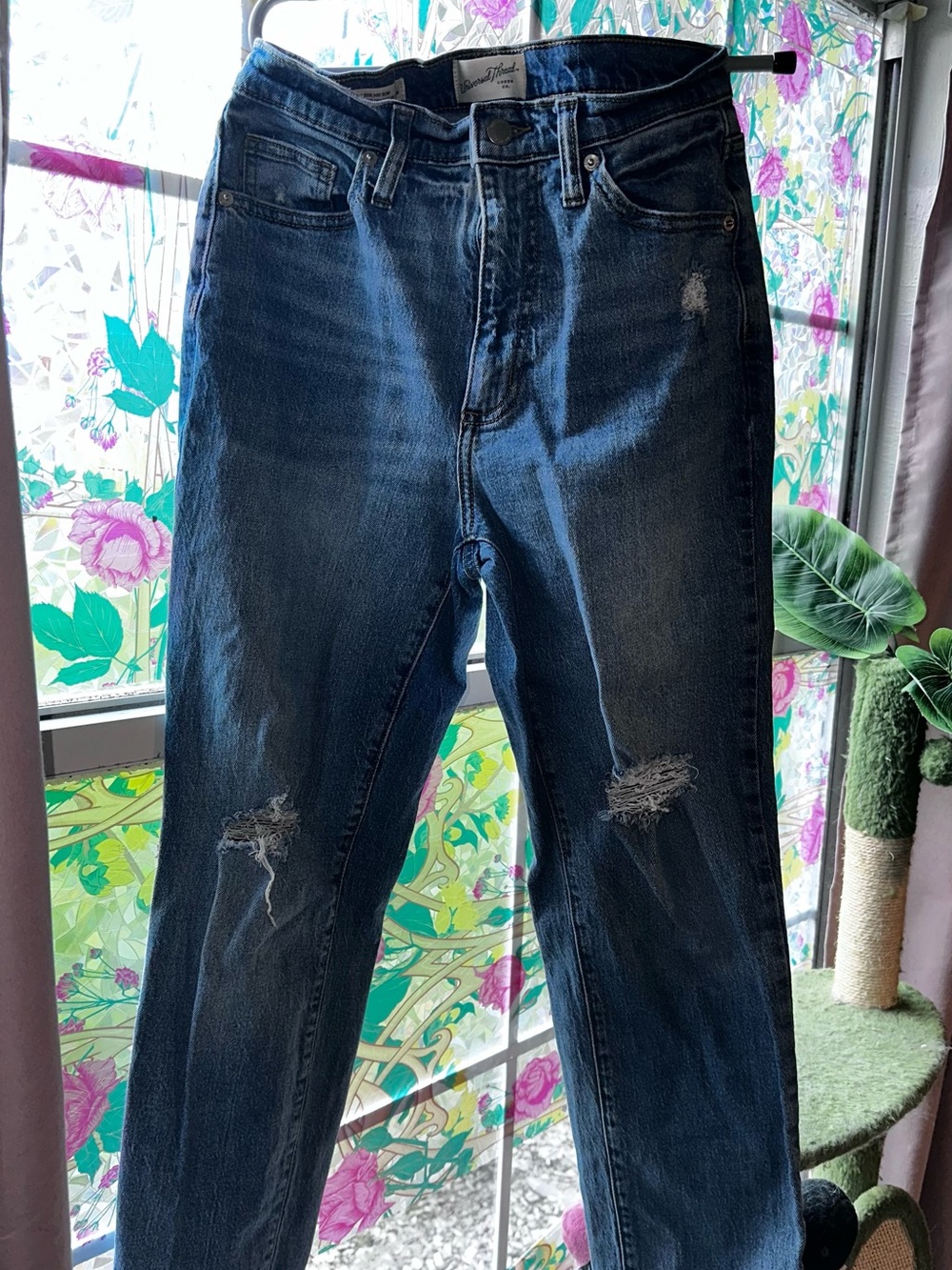 Universal Thread Dark Blue Distressed Boyfriend Jeans